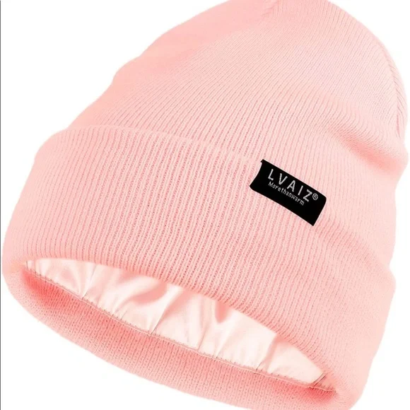PINK UNISEX SATIN LINED (winter) BEANIE HAT (BRAND NEW) - Picture 5 of 5
